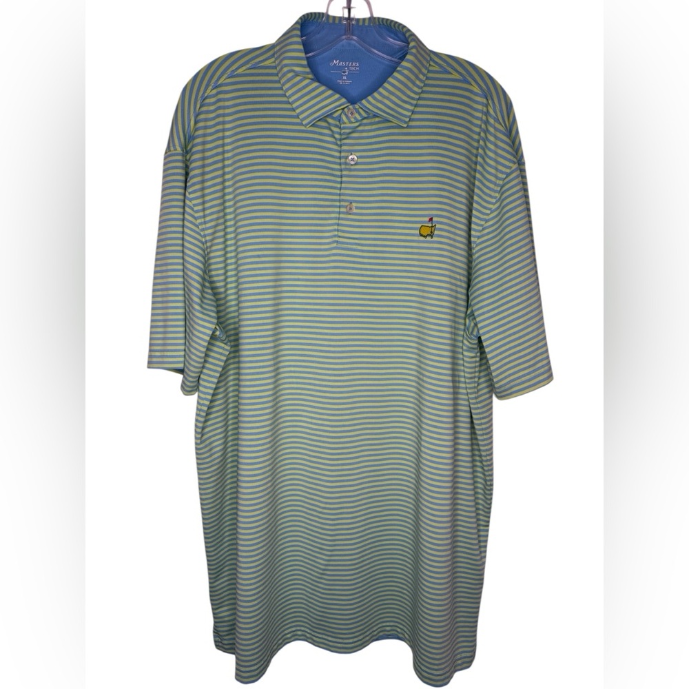 Masters Tech Augusta National Striped Polo Shirt XL Blue Green